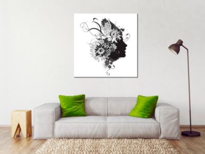 DECLINA, Tableau toile imprimée Paysage, Tableau décoratif moderne sur toile Visage Noir et Blanc, 100x100 cm