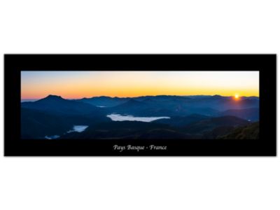 DECLINA, Tableau toile imprimée Paysage, Tableau toile levé de soleil sur les montagnes du Pays Basque, 150x60 cm