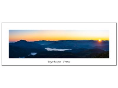 DECLINA, Tableau toile imprimée Paysage, Tableau toile levé de soleil sur les montagnes du Pays Basque, 80x30 cm