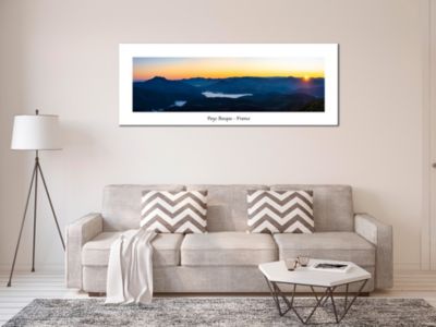 DECLINA, Tableau toile imprimée Paysage, Tableau toile levé de soleil sur les montagnes du Pays Basque, 80x30 cm