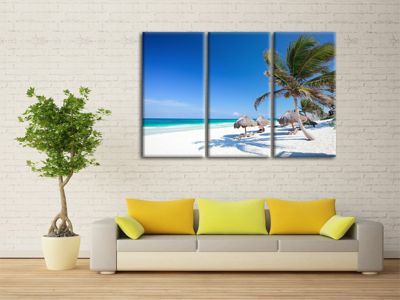 DECLINA, Tableau toile imprimée Paysage, Tableau triptyque Paysage Paradisiaque , 150x100 cm