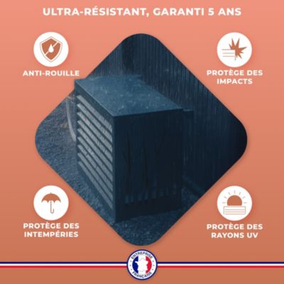 DECOAIRCO - Cache climatiseur extérieur métal - Cache clim, pompe à chaleur, protection groupe extérieur -Taille M - Anthracite