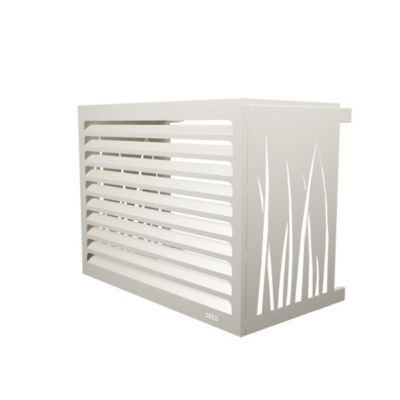DECOAIRCO - Cache climatiseur extérieur métal - Cache clim, pompe à chaleur, protection groupe extérieur -Taille S - Blanc crème