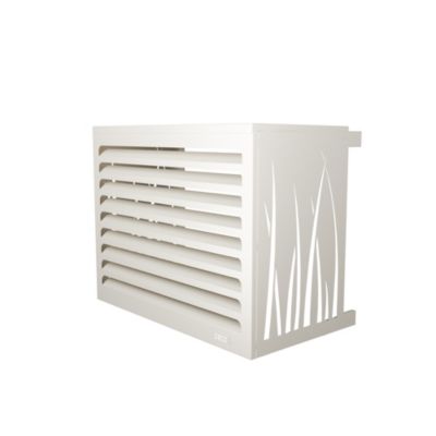 DECOAIRCO - Cache climatiseur extérieur métal - Cache clim, pompe à chaleur, protection groupe extérieur -Taille XS - Blanc crème