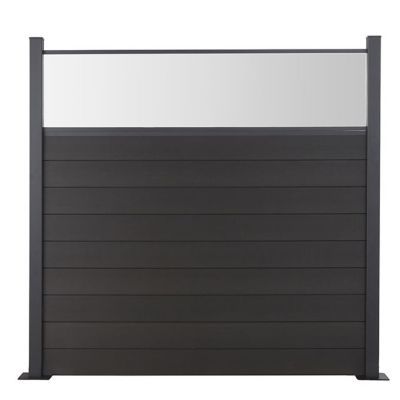 Décor Acrylique Transparent Neva L.179 x H.44 cm avec cadre aluminium anthracite