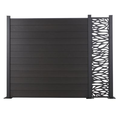 Décor Feuilles Neva L.179 x H.44 cm aluminium anthracite