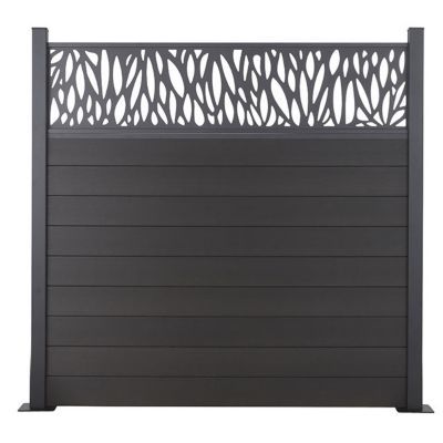 Décor Feuilles Neva L.179 x H.44 cm aluminium anthracite