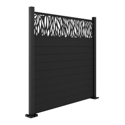 Décor Feuilles Neva L.179 x H.44 cm aluminium anthracite