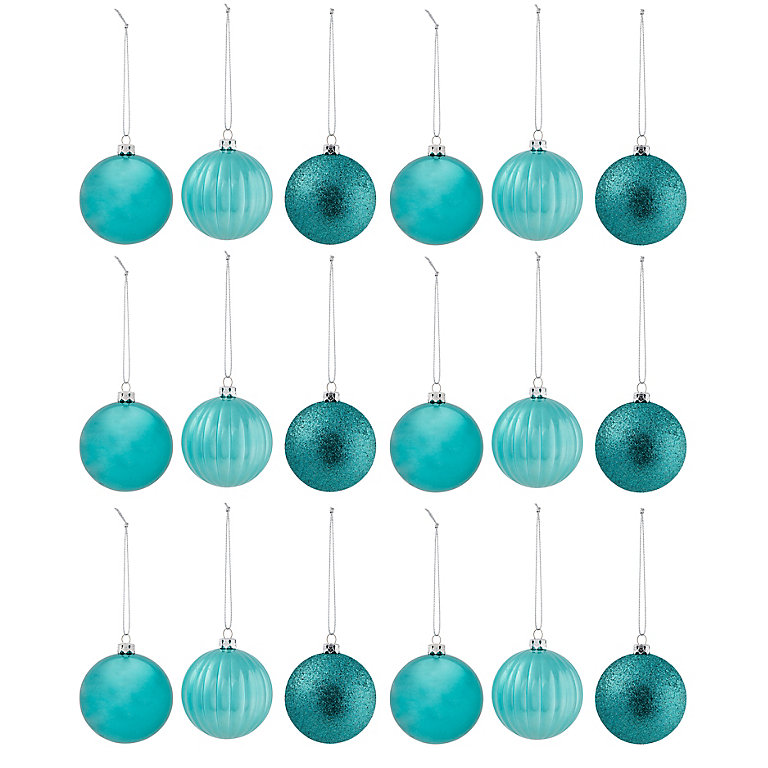 Boule De Noël Verre Bleu Striée N°13 Durable et Facile à Laver - Un Boule De Noël Verre Bleu Striée N°13 Durable et Facile à Laver - Un