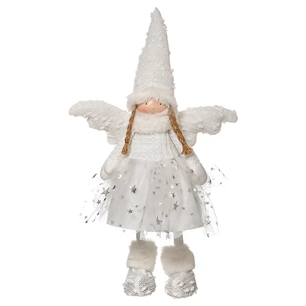 Décoration de noël poupée ange blanche 42 cm