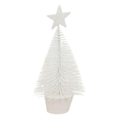Décoration de table noël sapin blanc avec étoile pailletée 14cm Feeric Light & Christmas