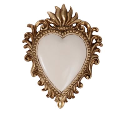 Décoration murale ex-voto cœur coloré blanc H.10,5cm Emde