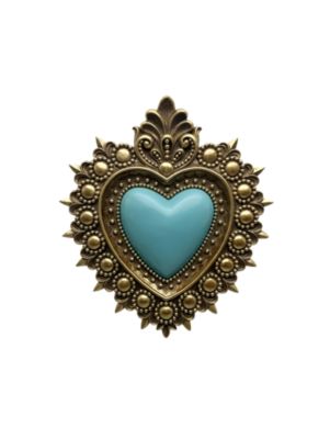 Décoration murale ex-voto cœur coloré bleu H.21,5cm Emde