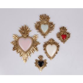 Décoration murale ex-voto cœur coloré noir H.6,4cm Emde