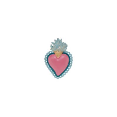 Décoration murale ex-voto cœur coloré rose H.7,8cm Emde