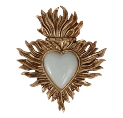 Décoration murale ex-voto cœur coloré vert amande H.10cm Emde