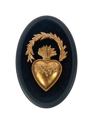 Décoration murale ex-voto cœur couronne doré H.18,8cm Emde