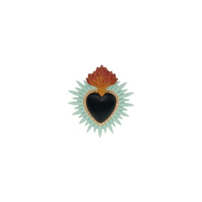 Décoration murale ex-voto coeur coloré noir, bleu H.10cm Emde