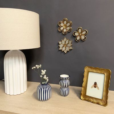Décoration murale fleur miroir doré Ø12cm Emde