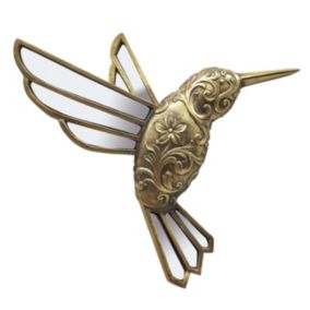 Décoration murale miroir colibri doré Emde