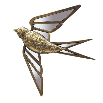 Décoration murale miroir vol d'oiseau doré Emde