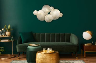 Décoration murale rond doré effet martelé L.54 x l.90 cm