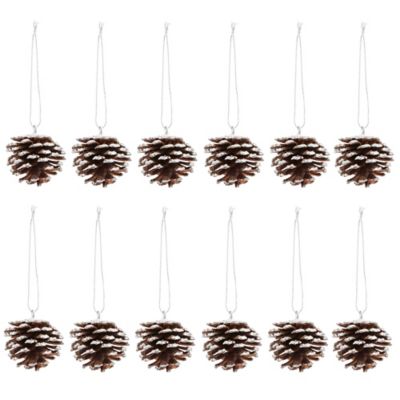 Décoration pomme de pin nature argenté (12 pièces)