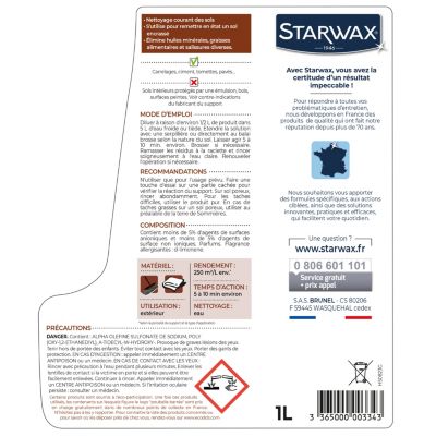 Décrassant dégraissant sols extérieurs Starwax 1L
