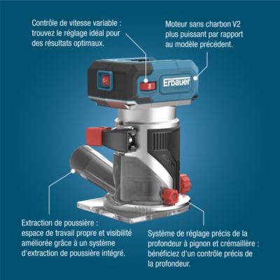 Défonceuse sans fil Erbauer Ext ERI1108PLN 18V ( sans batterie)