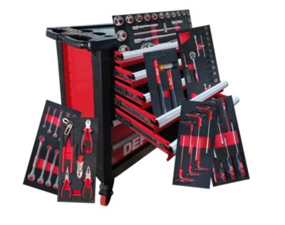 DEFPRO Servante datelier 7 tiroirs avec 71 outils et fermeture a cles Hauteur de travail 97 cm