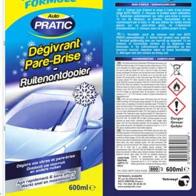 Dégivrant pare-brise Autopratic DAP600 pour l'hiver contenance 600 ml