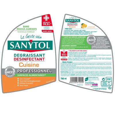 Dégraissant désinfectant cuisine agrumes Sanytol 0,75L