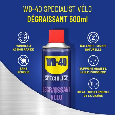 Dégraissant pour vélo WD40 500 ml action rapide