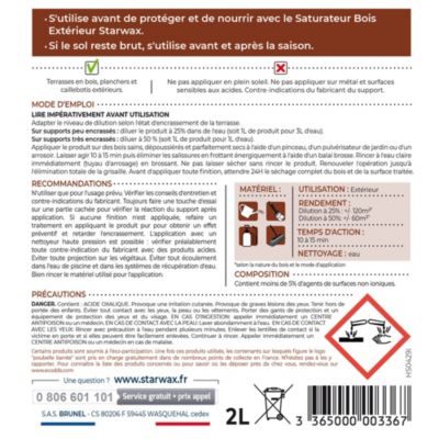 Dégrisant concentré terrasses bois Starwax 2L