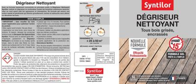 Dégriseur nettoyant extérieur tous bois grisés, encrassés Syntilor 5L