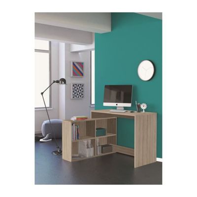 DEMEYERE Bureau d'angle contemporain décor chene Shannon - L 112 cm - NAGANO