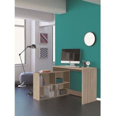 DEMEYERE Bureau d'angle contemporain décor chene Shannon - L 112 cm - NAGANO
