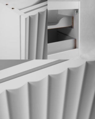 Demi-colonne de salle de bain 35 cm, Blanc, poignées dorées, 35 x 27 x 68 cm