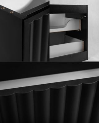 Demi-colonne de salle de bain 35 cm, Noir, poignées noires, 35 x 27 x 68 cm
