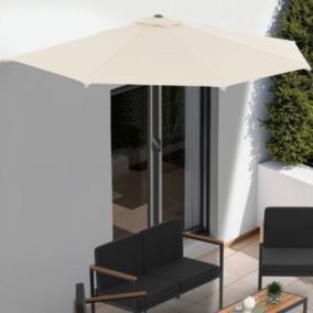 Demi parasol de balcon plage CORTE écru 2,7x1,35 m avec housse