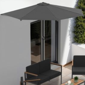 Demi parasol de balcon plage CORTE gris 2,7x1,35 M avec housse