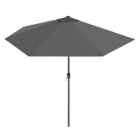 Demi-parasol de jardin coloris gris anthracite, parasol de balcon terrasse avec manivelle - Diamètre 270 x P 135 x Hauteur 230 cm