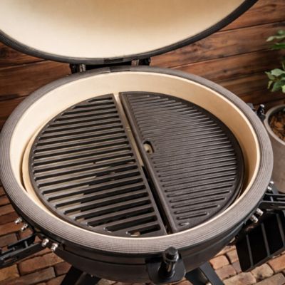 Demi-plaque de cuisson en fonte réversible Patton pour barbecue kamado - 44 x 22 cm