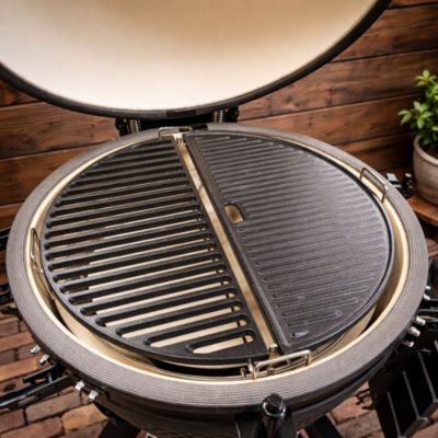 Demi-plaque de cuisson en fonte réversible Patton pour barbecue kamado - 44 x 22 cm