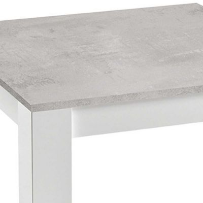 DENAE - Table Basse Carrée 100cm Laquée Blanc Brillant et Gris Marbré