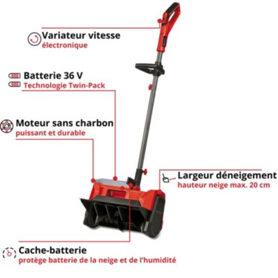 Déneigeuse sans fil sur batterie 36V Einhell GE-ST 36/40 Li E-Solo (vendue sans batterie ni chargeur)