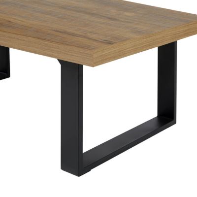 DENVER - Table Basse Aspect Bois Piètement U Métal Noir