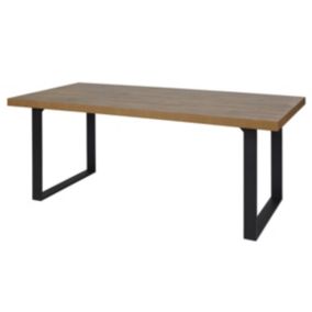 DENVER - Table Rectangulaire 200cm Aspect Bois Piètement U Métal Noir