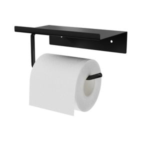 Dérouleur papier toilette Iana noir acier et bambou MSV