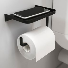 derouleur Papier Toilette avec Etagère Support Papier Toilette Mural Porte  Rouleau WC sans percage adhesif Espace Aluminium pour la Cuisine Salle de  Bain-Blanc